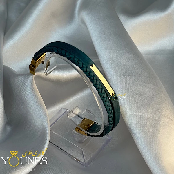 دستبند چرم L222 طلا لیزری